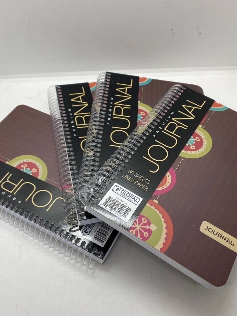 4 Pack Global Premium Spiral Journals 80 Sheet Lined Notebooks